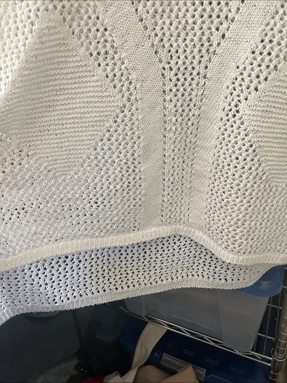 Zara Europe Oversized White Open-Knit V-Neck Sweater Tunic Swim Cover Up S/M NEW - Picture 3 of 6